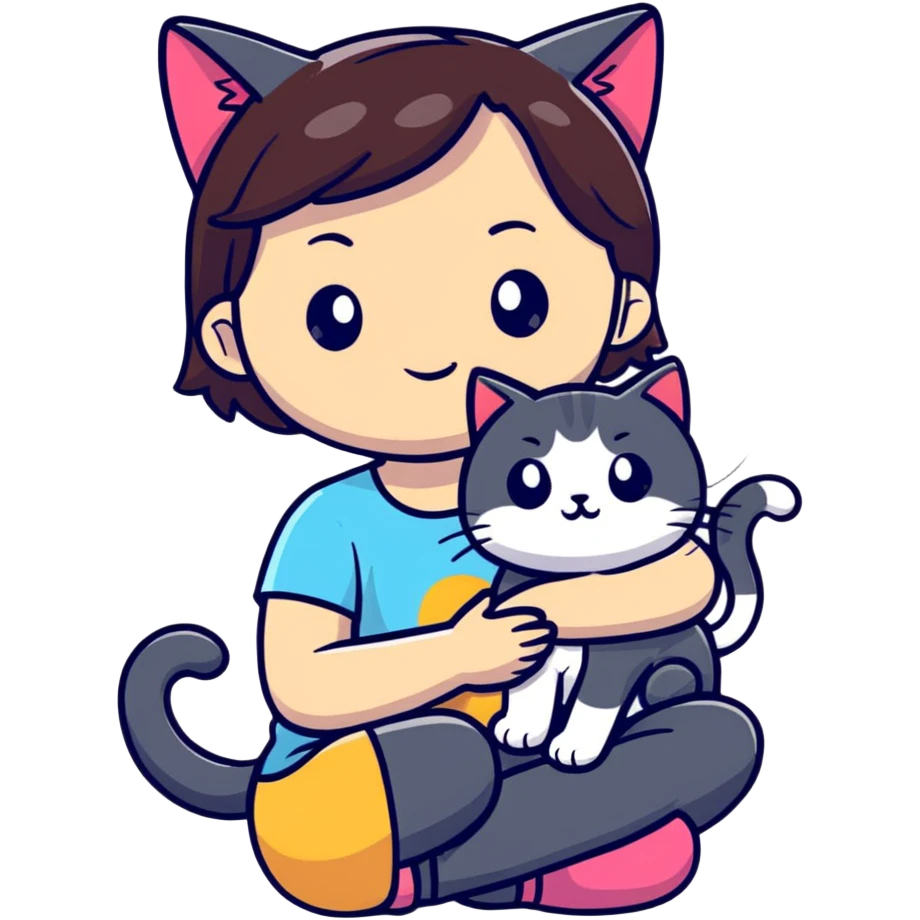 girl with cat emoji
