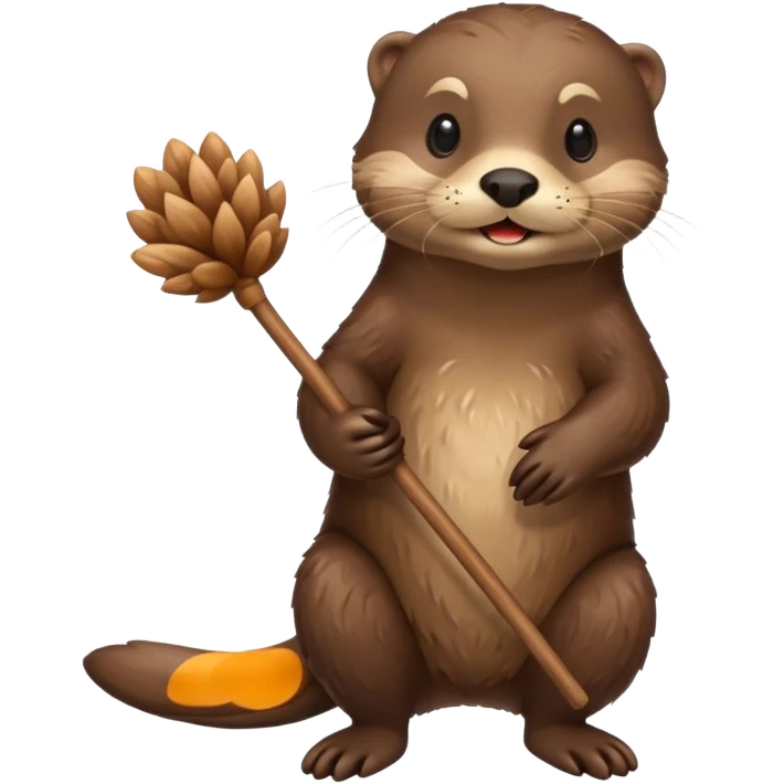 otter going home with a small bundle on a stick emoji