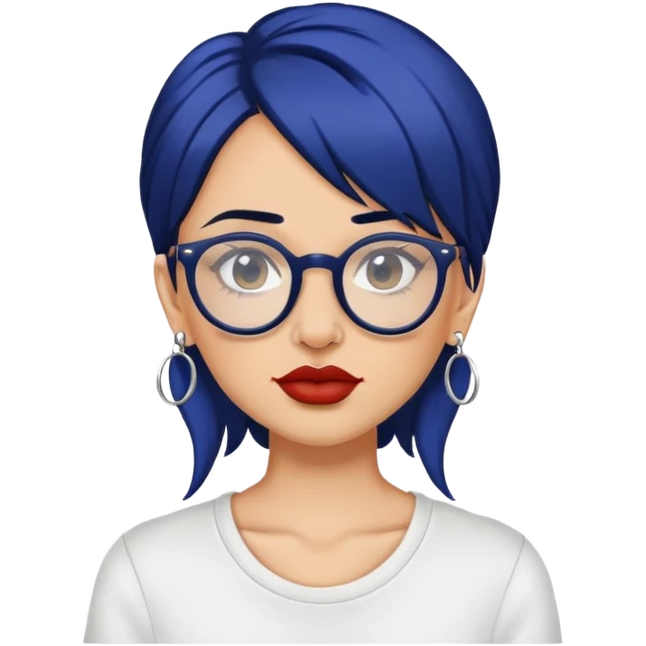 Zumbi mulher de cabelo azul escuro óculos piercing no septo e Piercing na boca  emoji