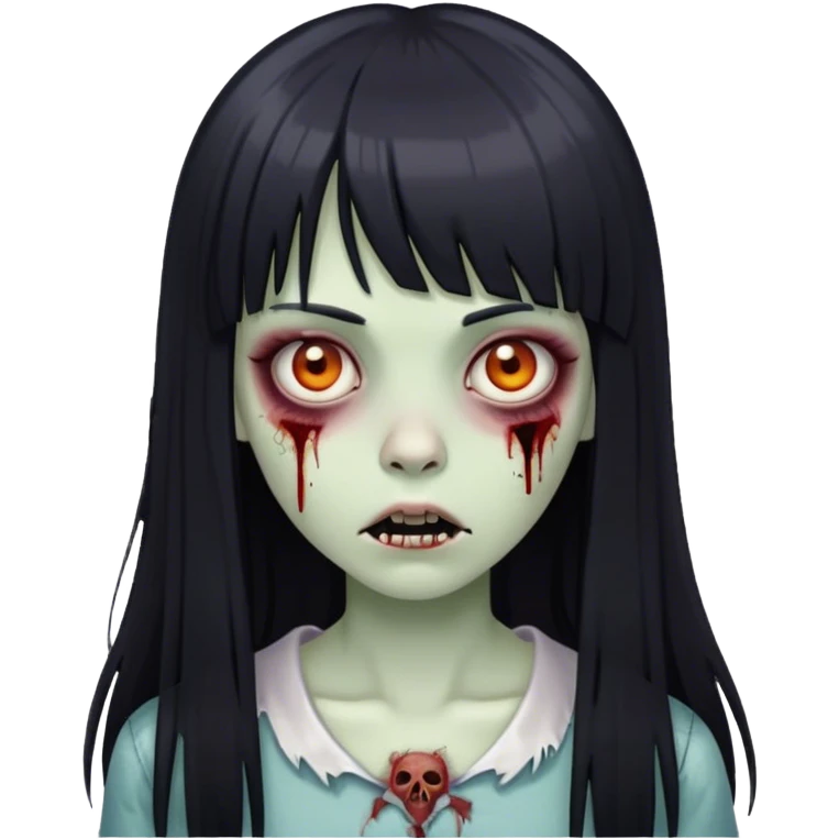 zumbie girl with black long straight hair with bangs (like this 🧟‍♀️) emoji