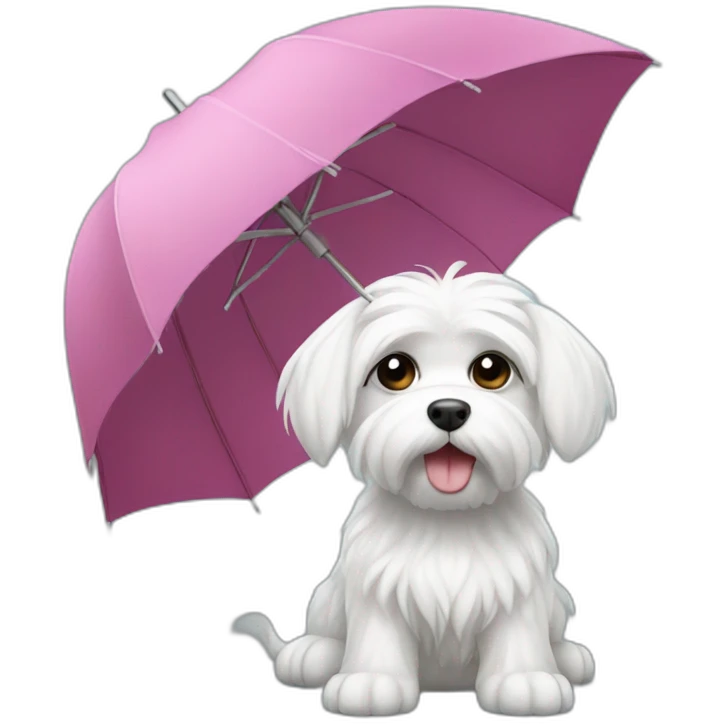Maltese dog with umbrella  emoji