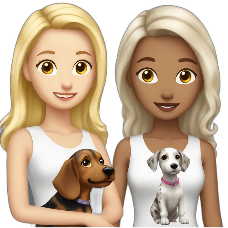A blonde White girl with a teckel merle emoji