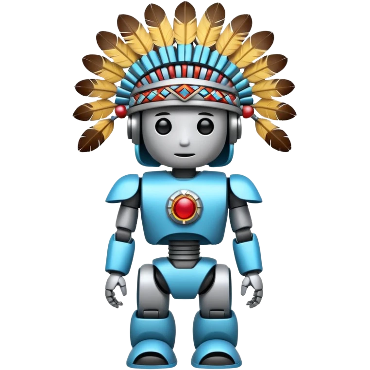 Full Robotic figure wearing native American regalia emoji