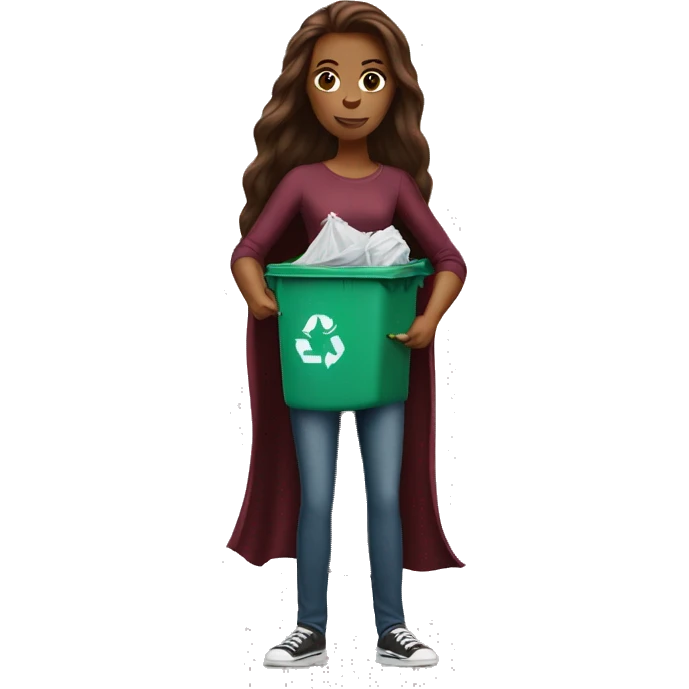 Beautiful burgundy long haired woman taking out the trash emoji