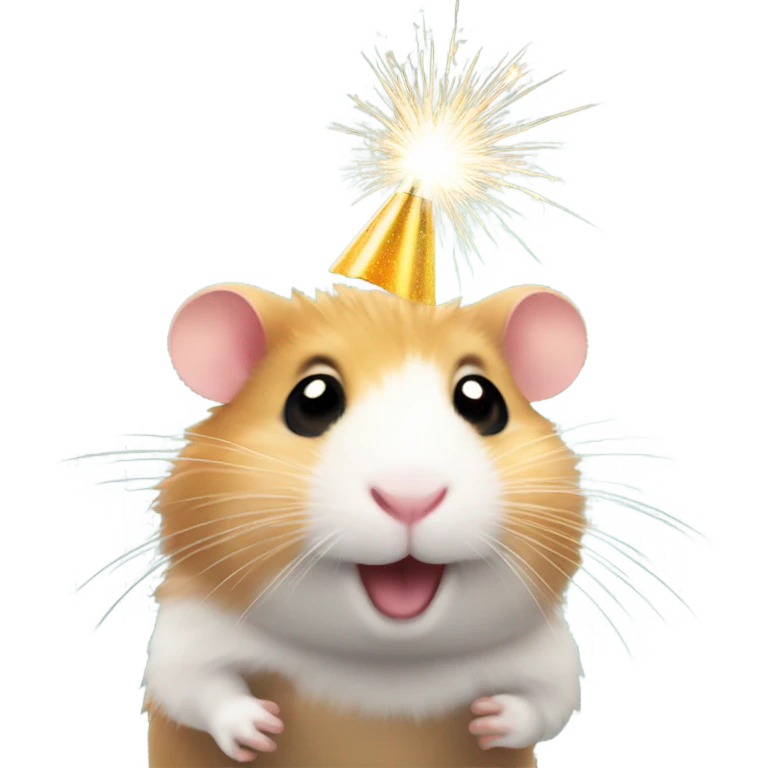 Christmas hamster with sparkler emoji
