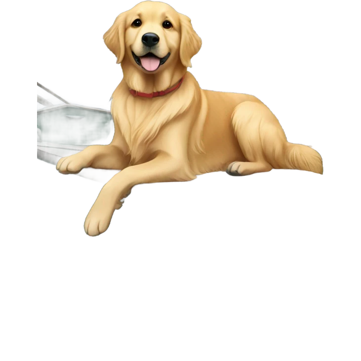 Golden retriever on boat emoji
