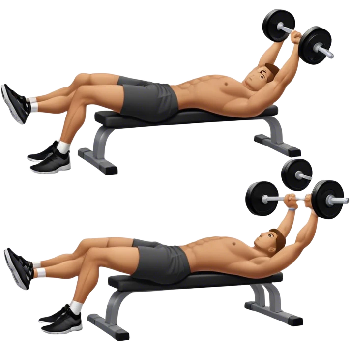 side-view man lying down barbell glute-bridges emoji