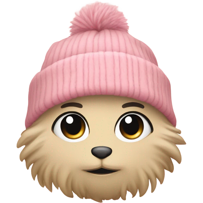 Cute fluffy oversized beanie pink and tan  emoji