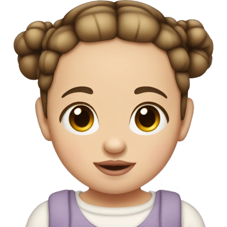White little brown-eyed baby with two dark pigtails, plump lips emoji