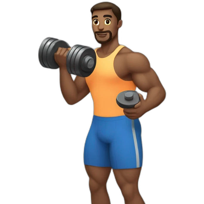 man holding dumbbell in left hand emoji