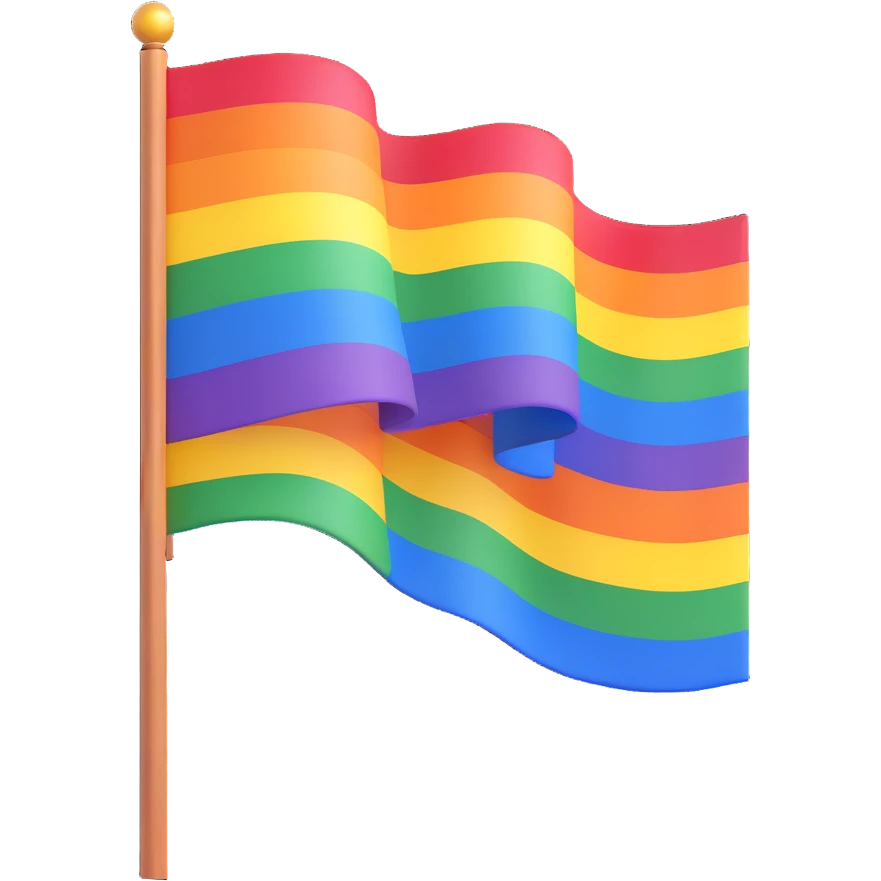 stylized waving rainbow pride flag emoji