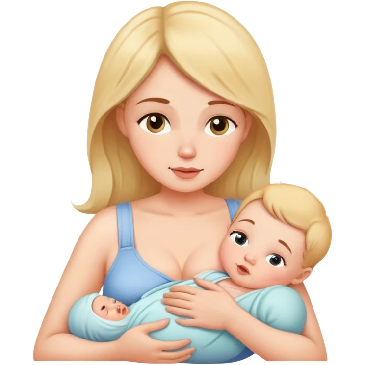 Mother breastfeeding her baby, gentle expression emoji