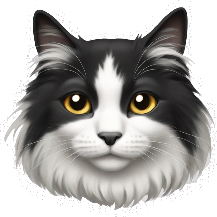 Black and white long haired cat emoji