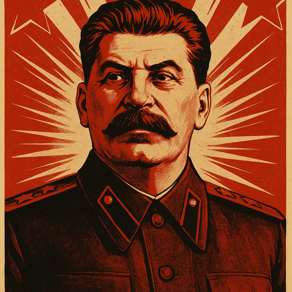 stern portrait of Stalin in a classic Soviet propaganda poster style emoji