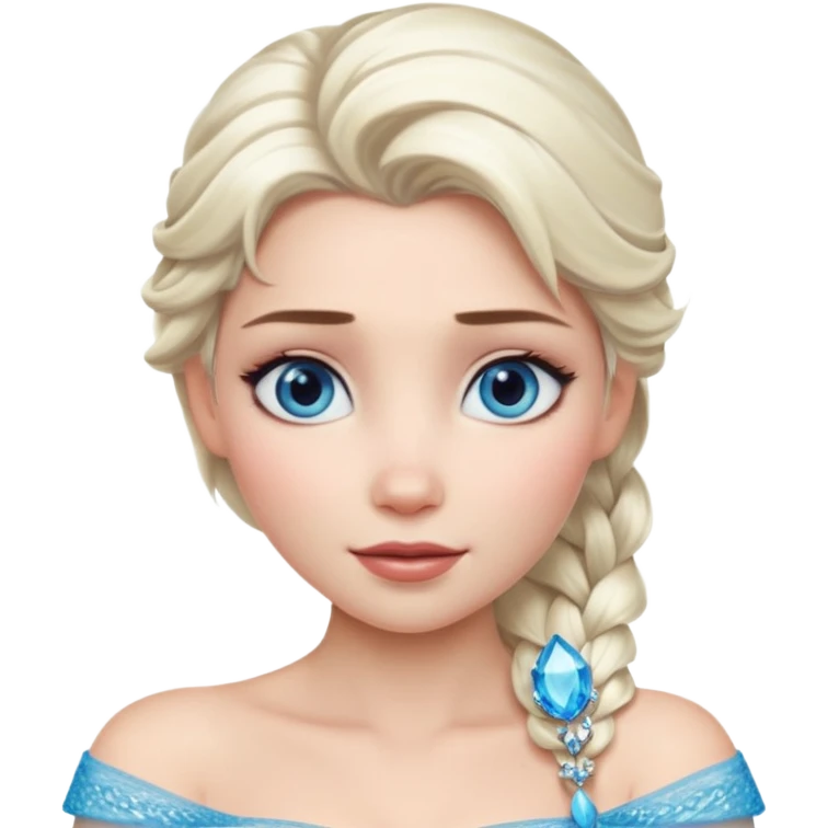 Кинематографический реалистичный портрет Эльзы с реалистичной текстурой кожи, мягким естественным освещением и изящно детализированными платиново-русыми волосами Её  выразительные голубые глаза излучают уверенность, спокойное выражение. Морозная свежесть  emoji