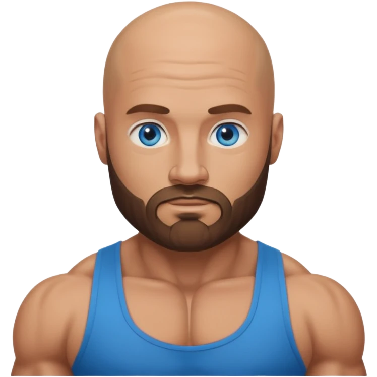 bodybuilder with bald head with a beard and blue eyes emoji