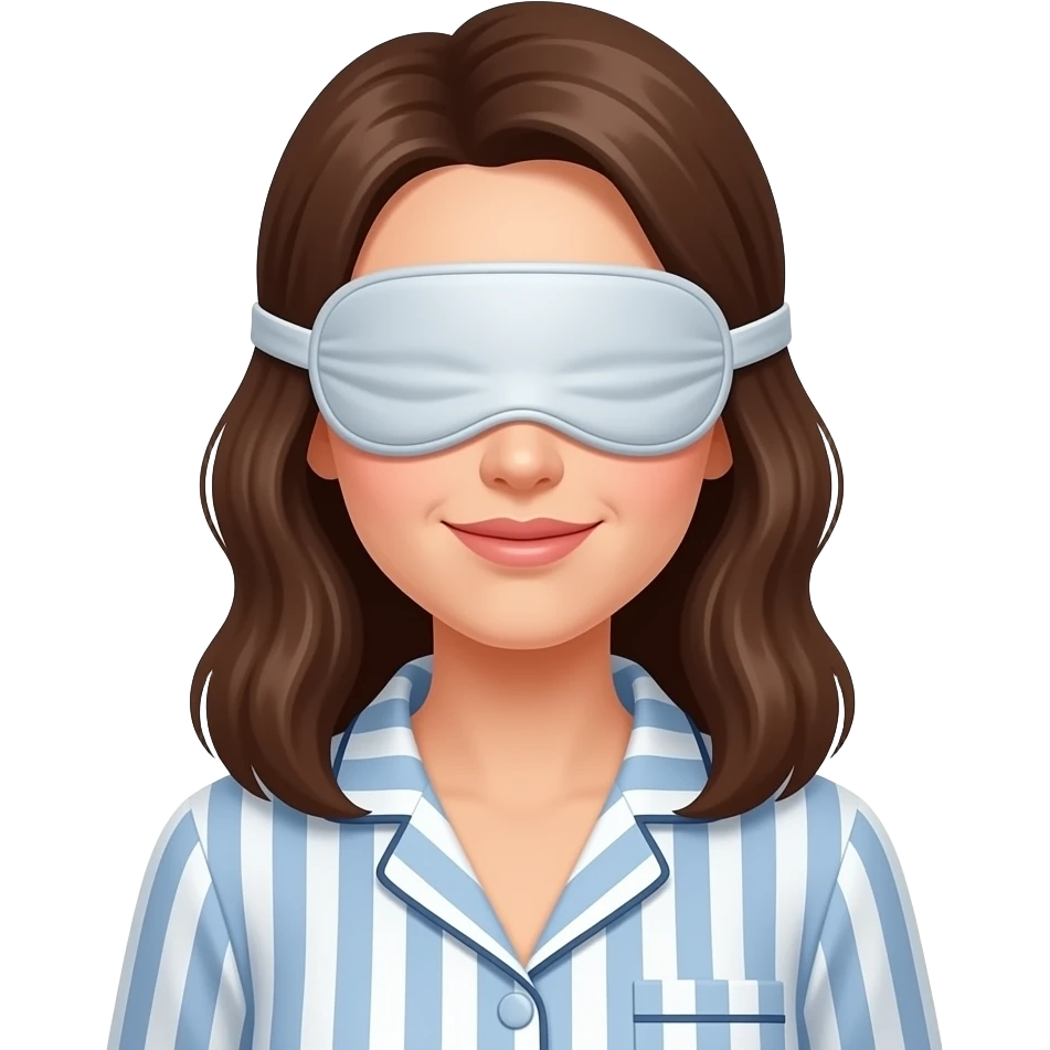 woman in pajamas and eye mask emoji