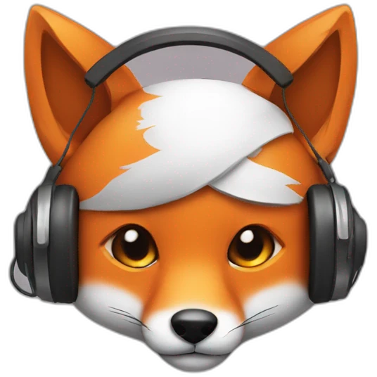 cute fox face with wearing headphone  emoji