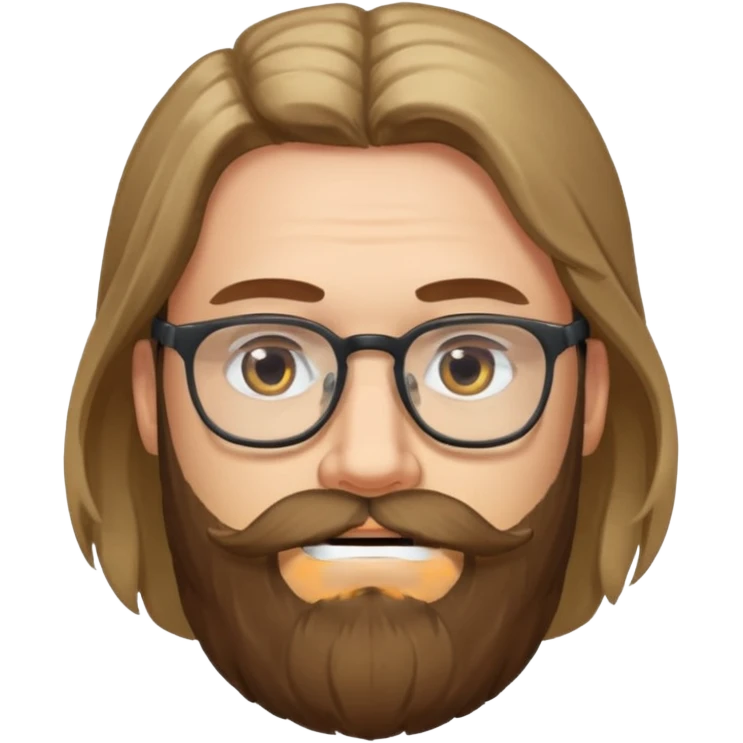 bearded long haired man with eyeglasses emoji