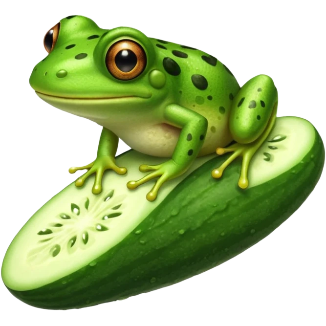 Frog playing with a cucumber laying down emoji