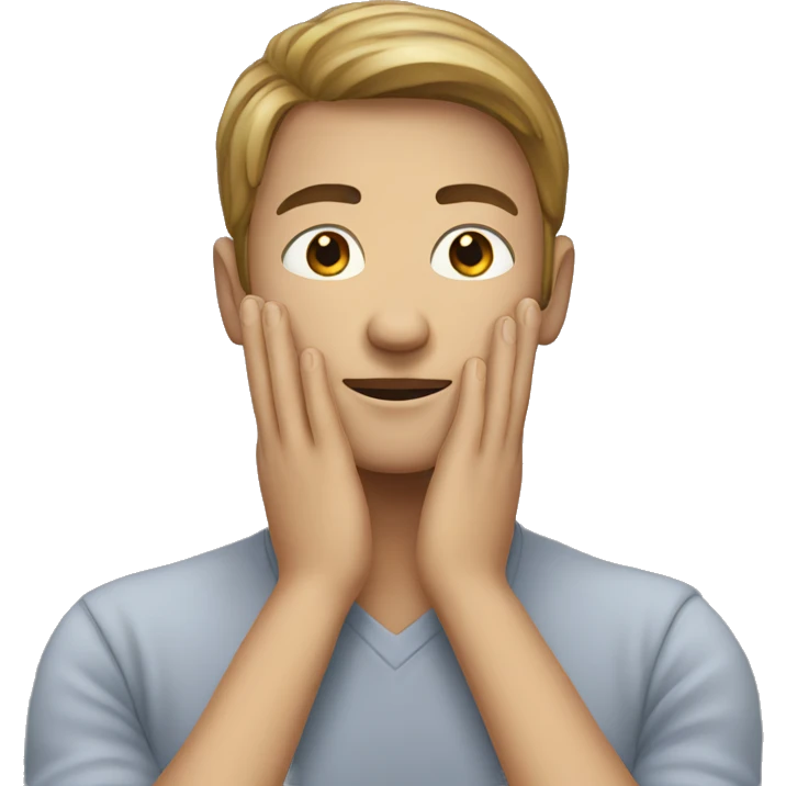 Person with hands covering neck  emoji