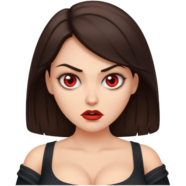 Seductive big boobs brunette evil emoji