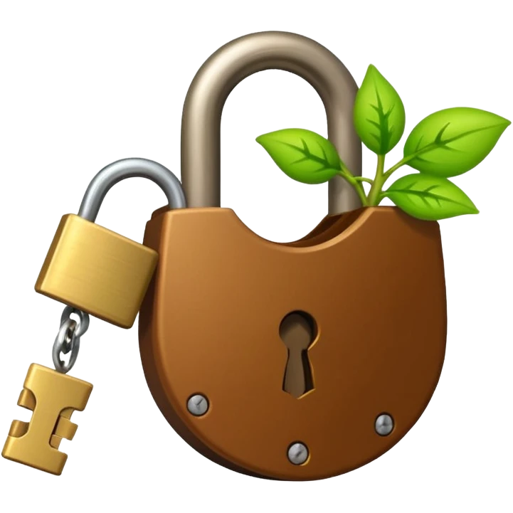 A seed germinating with a sprout sticking out of it in the shape of a pad lock with the seed being the body of the padlock and the sprout being the shackle of the padlock. But it looks more like a seed and a sprout rather than anything else emoji