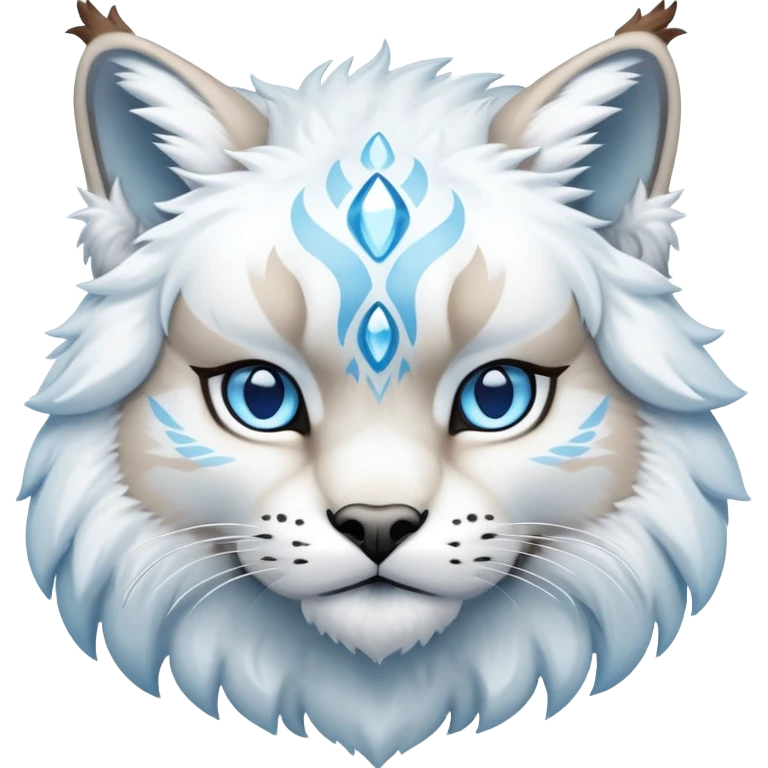 Snowy fluffy Ice-type Fakémon-Lynx full body emoji