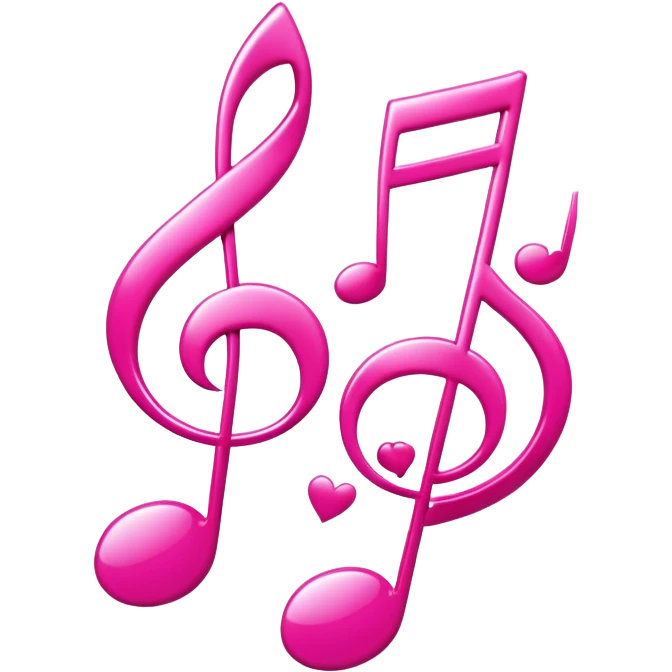 Pink music notes in the shape of hearts  emoji
