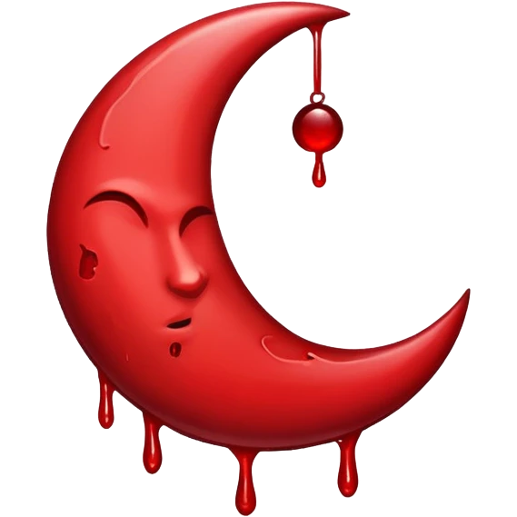  crescent moon with blood dripping from it red emoji