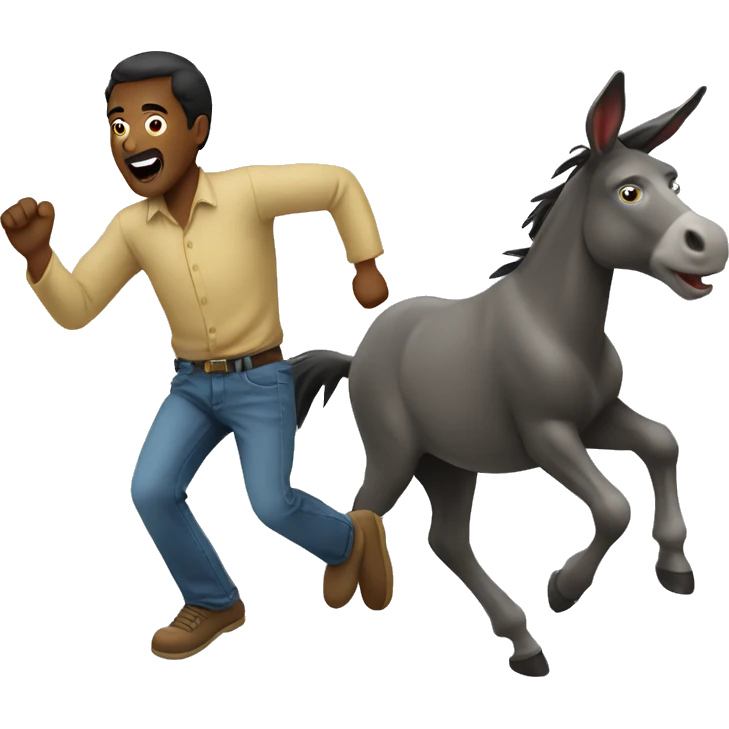 Man being chased by a donkey emoji