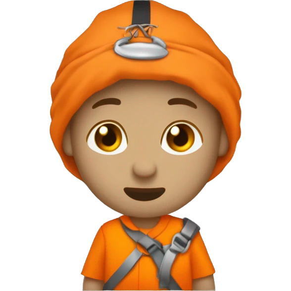 Prisionero vestido con mono naranja en la carcel emoji
