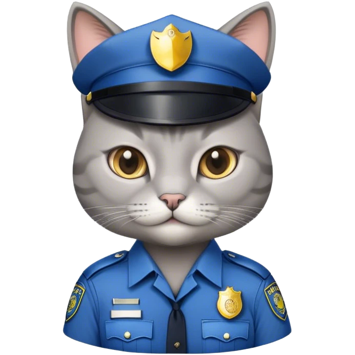 gray cat with a police outfit emoji