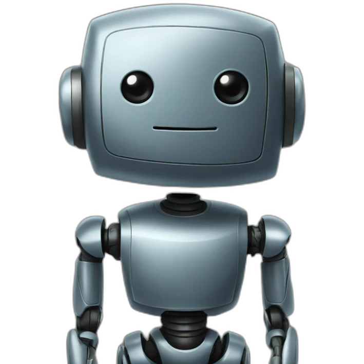 robot in front of a chalkboard emoji