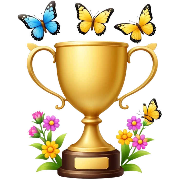 spring trophy with flowers and butterflies emoji