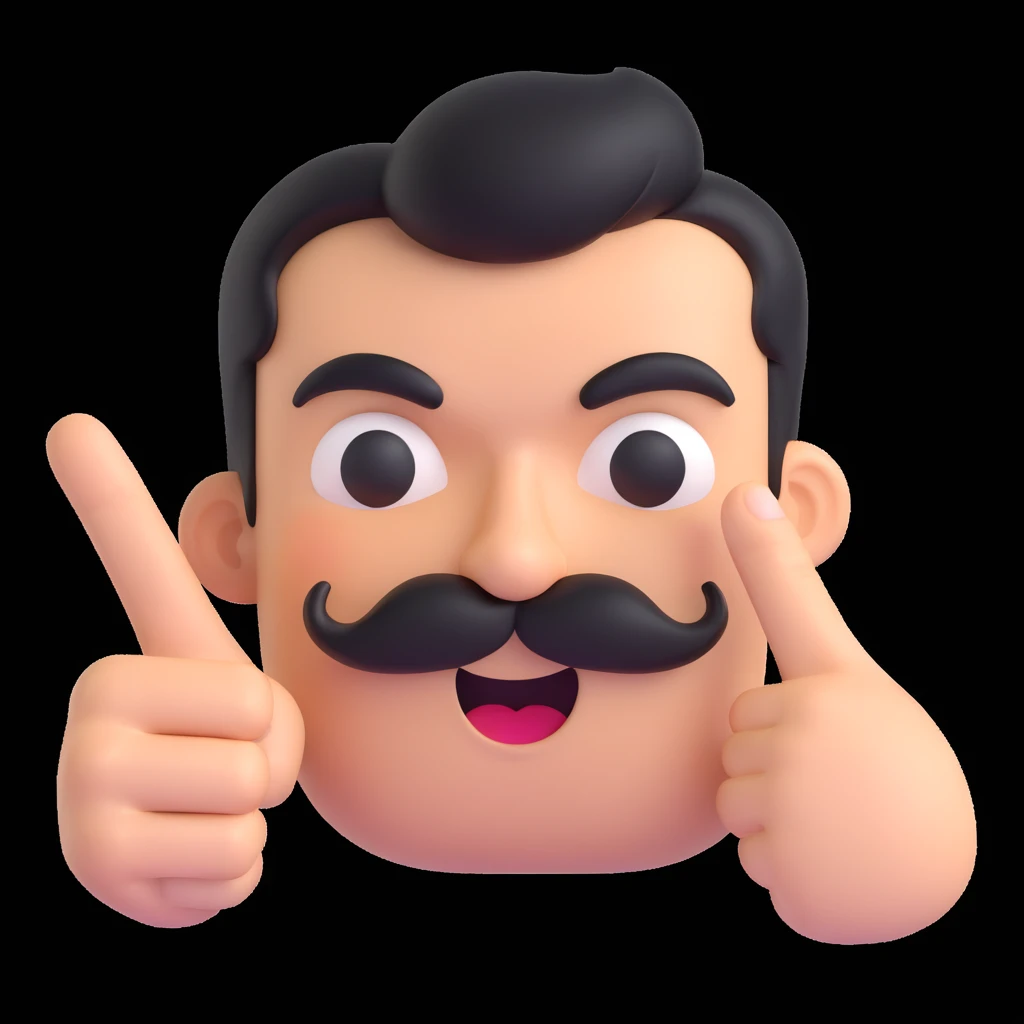 cartoon angry face with mustache, rainbow flag background, middle finger gesture emoji
