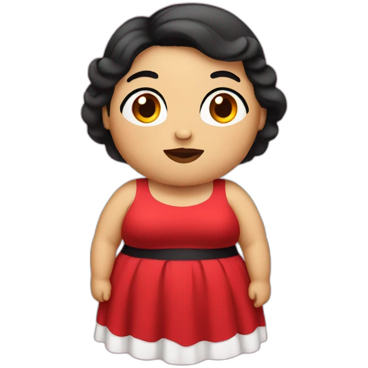 Fat woman with red dress with black hair emoji
