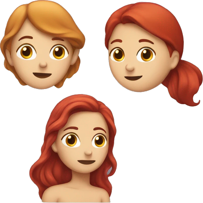 Lesbians kissing one with red hair and one with brown hair emoji