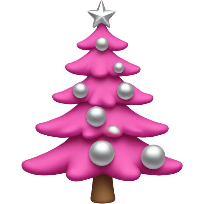 Pink christmas tree with silvery balls emoji