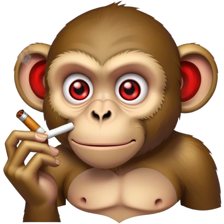 Smoking monkey chillen with bloodshot red eyes  emoji