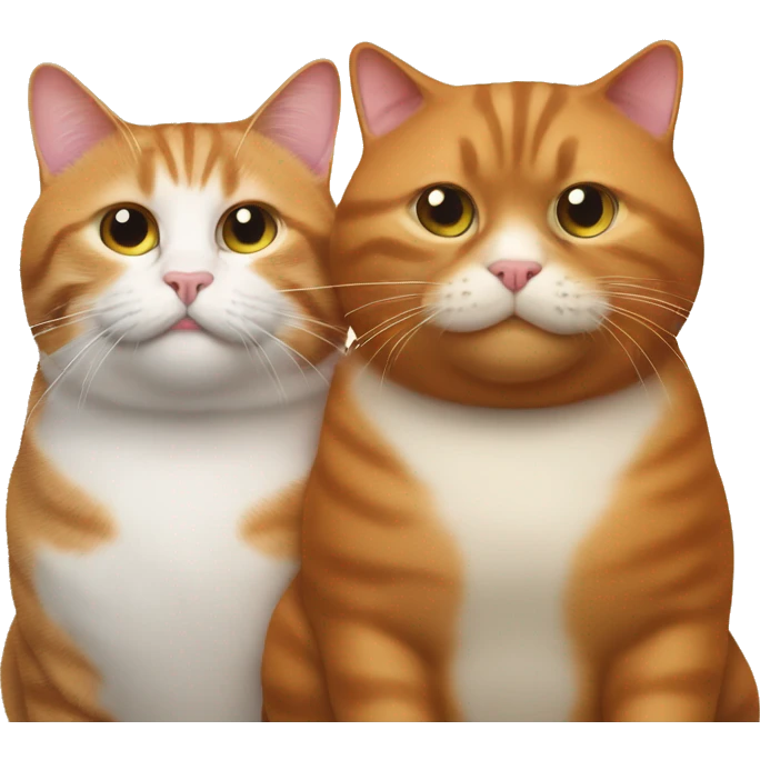 Two fat cats, one ginger, one brown emoji