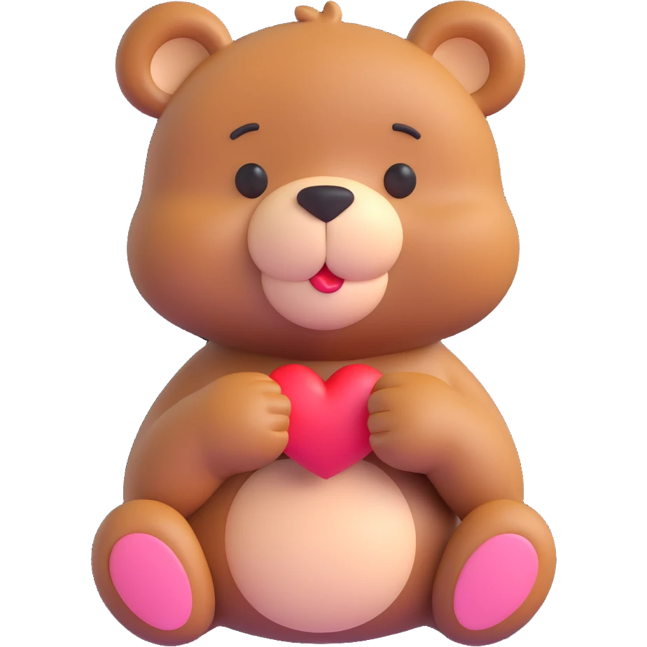 sweet cute bear blowing a kiss with puckered lips and a small heart near its mouth emoji