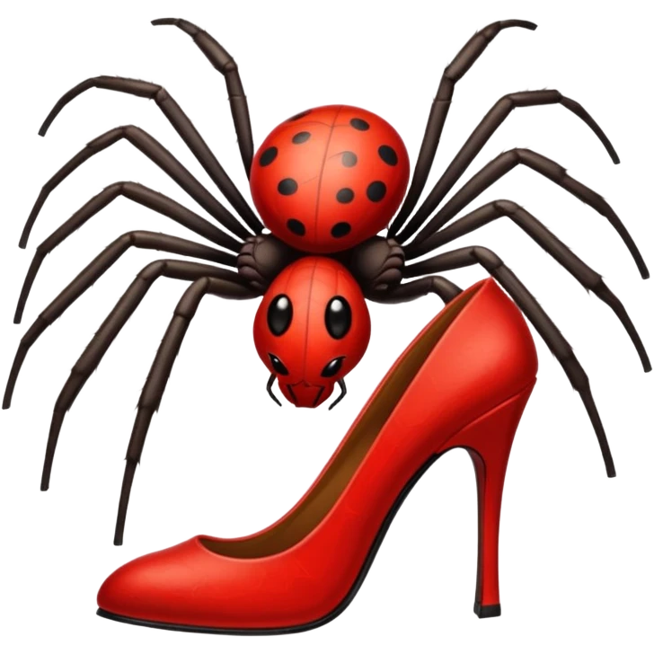 Spider with red high heels on a emoji