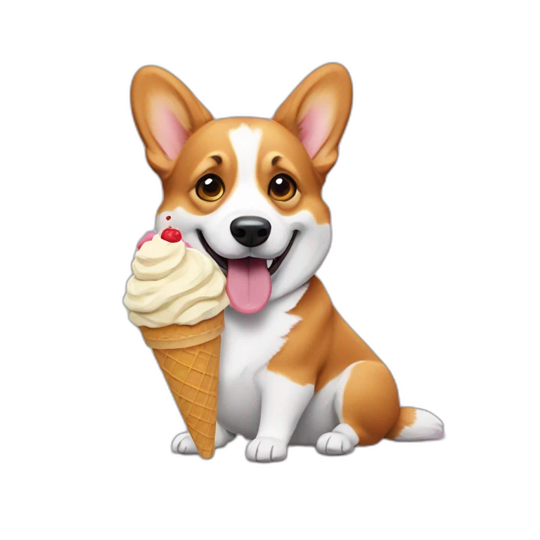 Corgi eat ice cream emoji