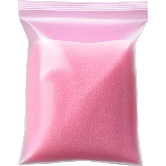 Pink granulated sugar in clear bag emoji