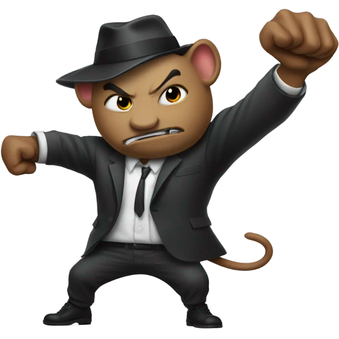 Gangster punching a rat emoji