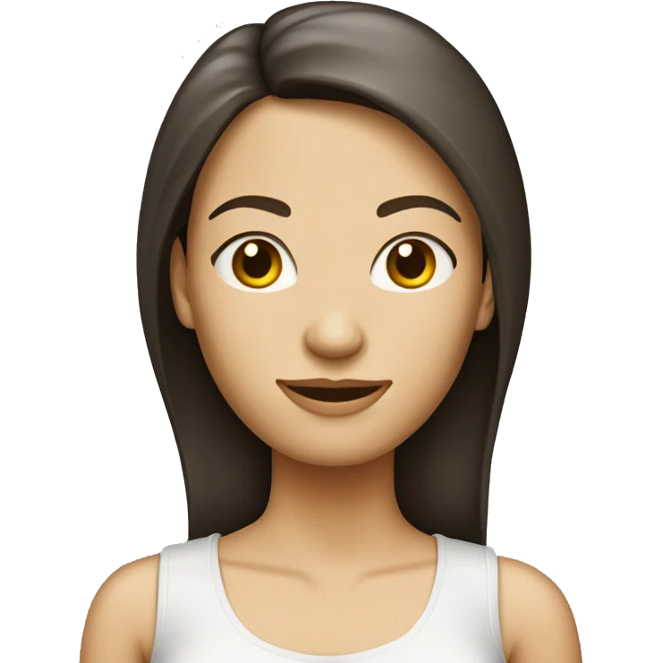 Caucasian brunette lady with skinny top half of body and large bottom half emoji