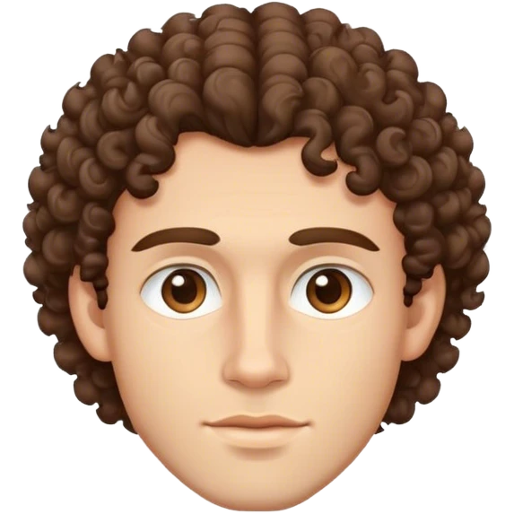 brunette man with curly hair, almond eyes,jawline emoji