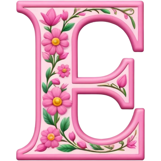 Pink, romantic, flowery, the letter “e” emoji