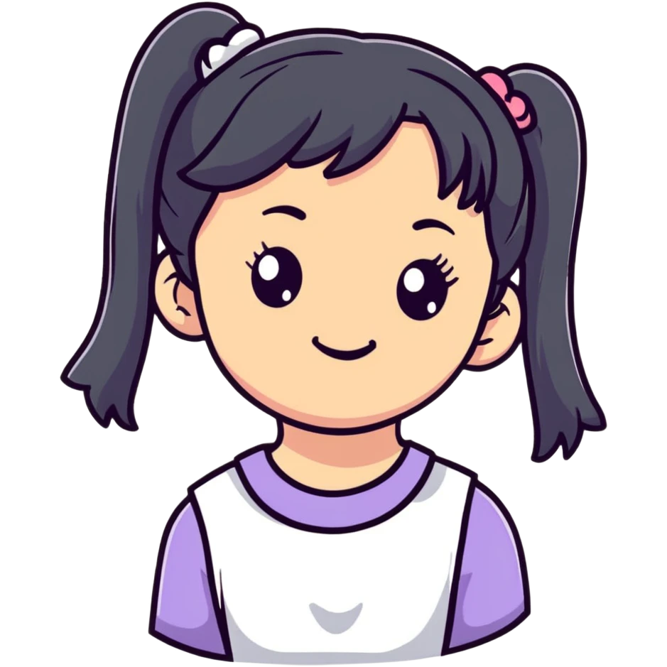 cute cartoon girl with pigtails emoji